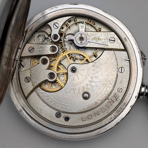 1911年頃 アンティーク ロンジン 懐中時計 純銀オープンフェース 動作良好